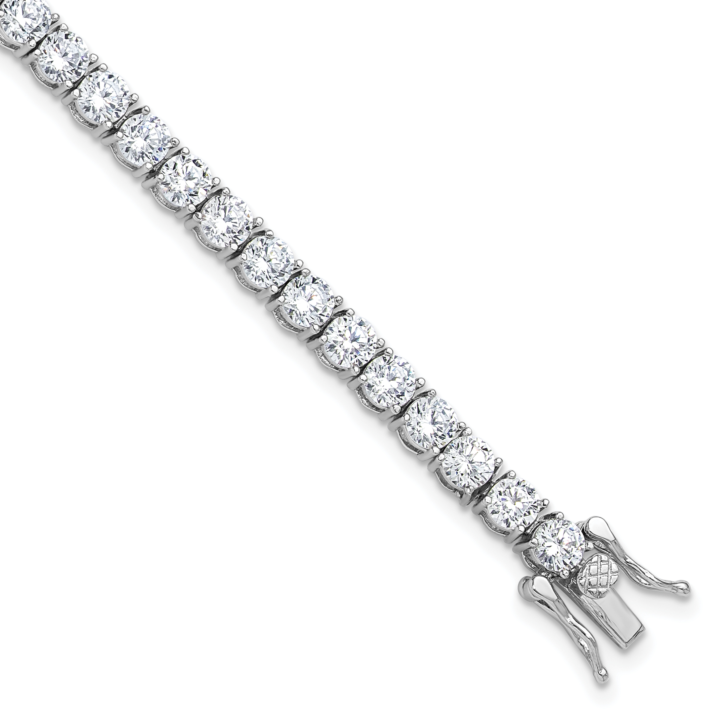 Sterling Silver Rhodium-plated 4mm CZ 7.5in Tennis Bracelet (QG6432-7.5)