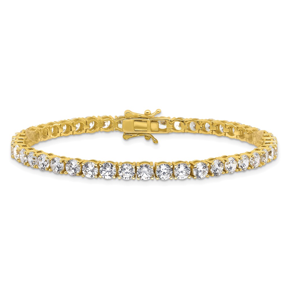 Sterling Silver Gold-tone 4mm CZ 7.5in Tennis Bracelet (QG6432GP-7.5)