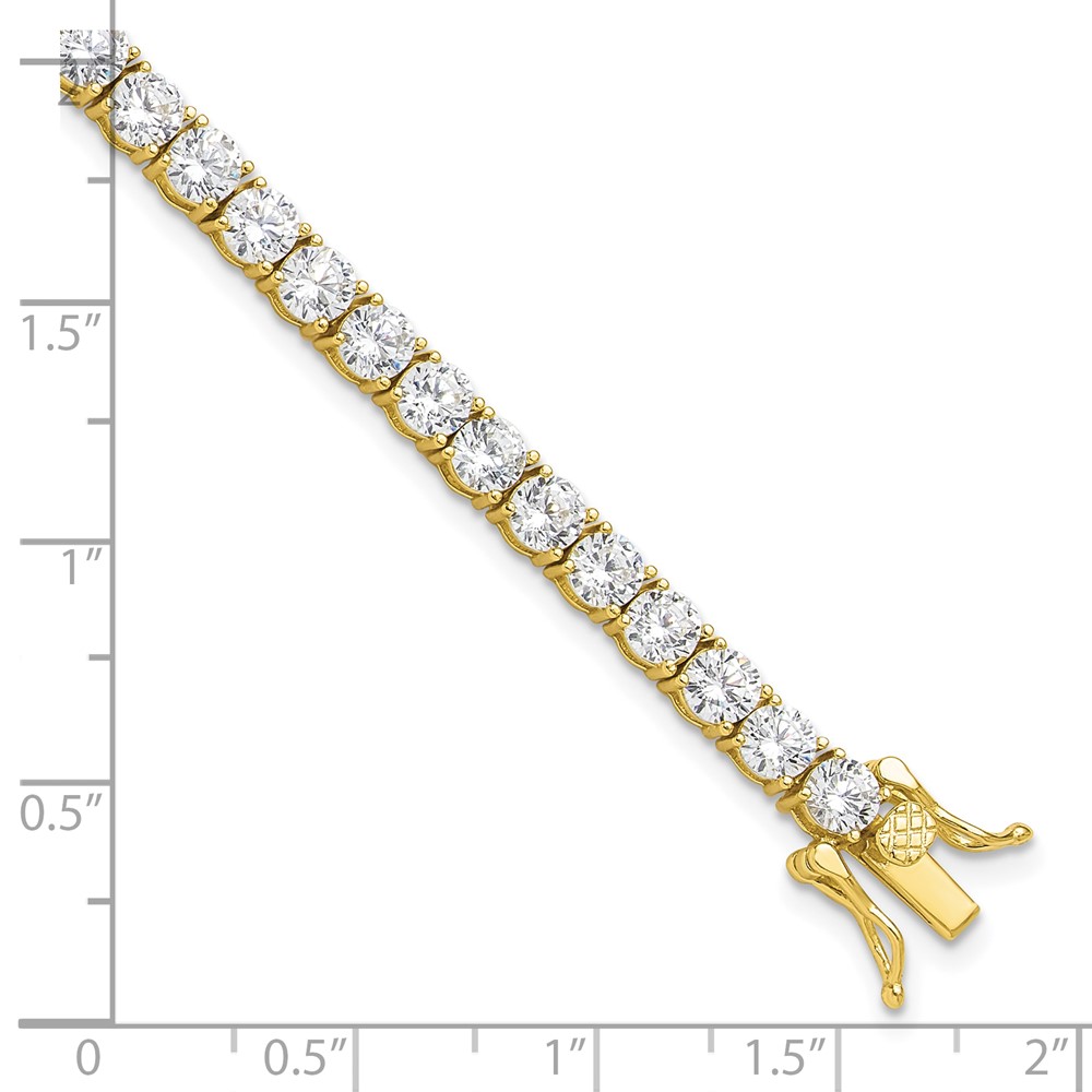 Sterling Silver Gold-tone 4mm CZ 7.5in Tennis Bracelet (QG6432GP-7.5)