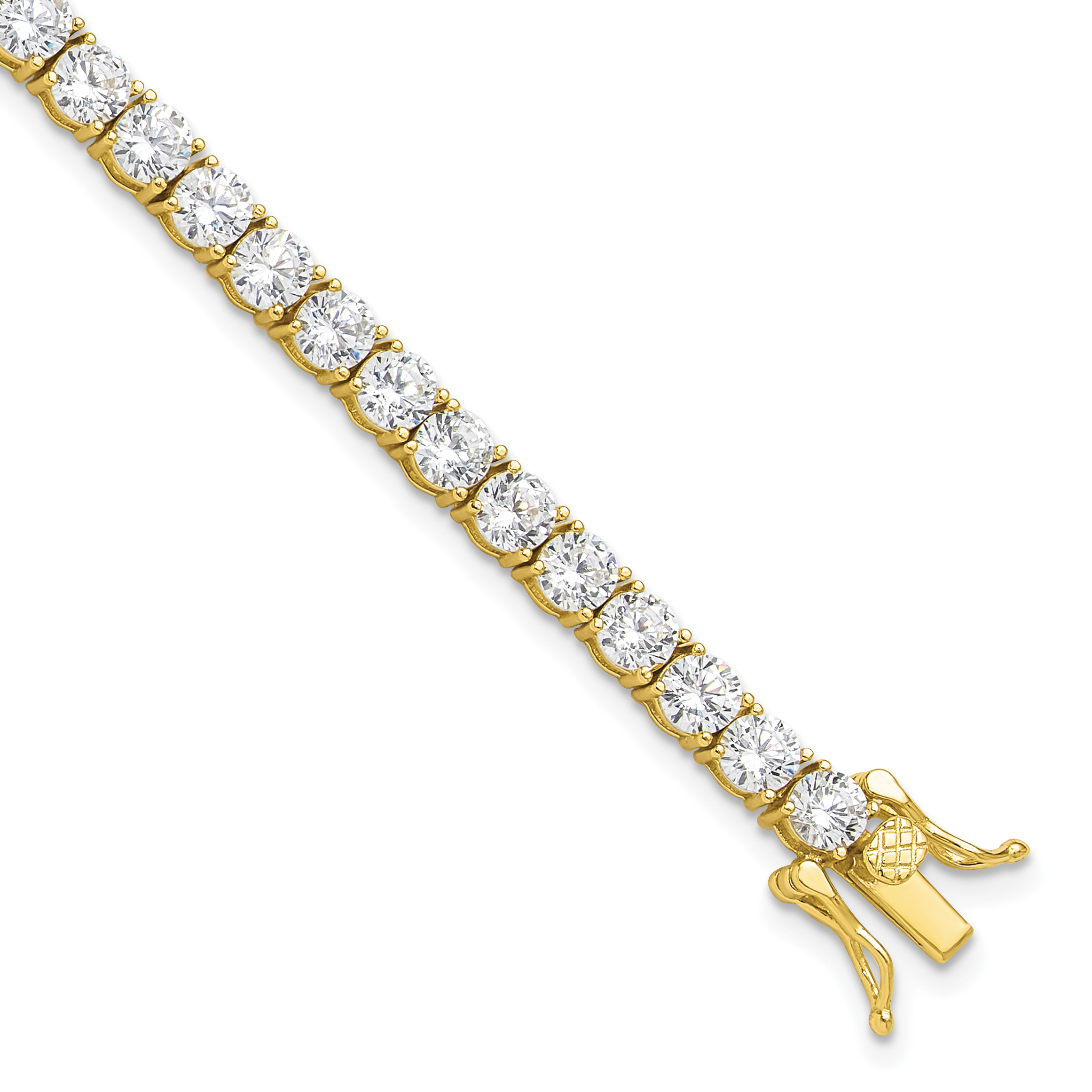 Sterling Silver Gold-tone 4mm CZ 7.5in Tennis Bracelet (QG6432GP-7.5)