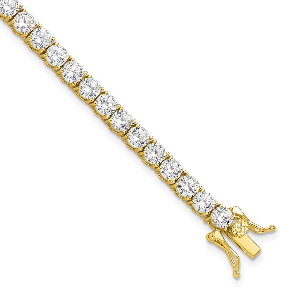 Sterling Silver Gold-tone 4mm CZ 7.5in Tennis Bracelet (QG6432GP-7.5)