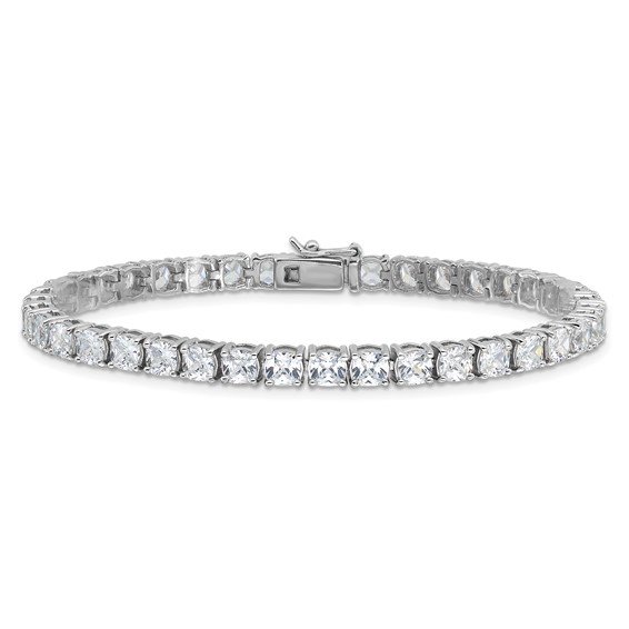 Sterling Silver Rhodium-plated Polished CZ Tennis Bracelet