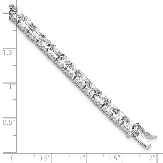 Sterling Silver Rhodium-plated Polished CZ Tennis Bracelet