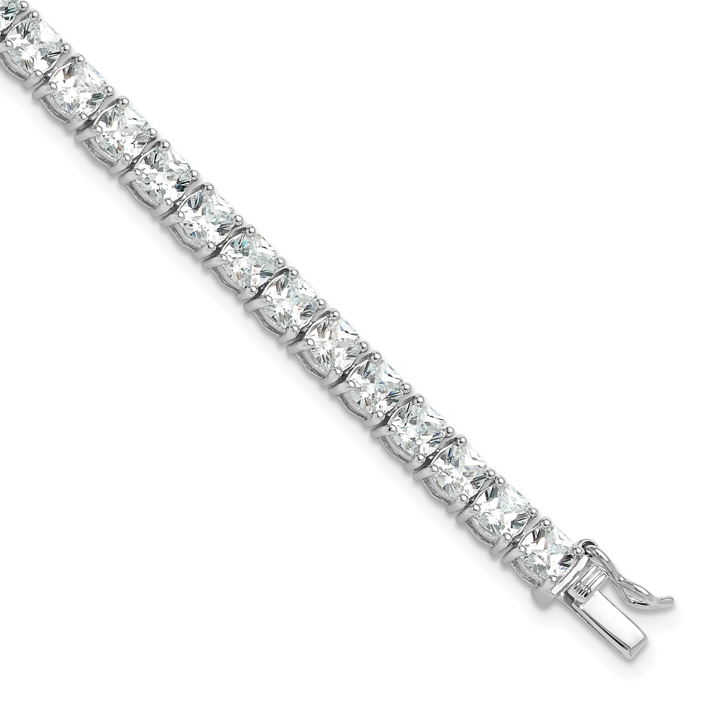 Sterling Silver Rhodium-plated Polished CZ Tennis Bracelet (QG6433-7.5)