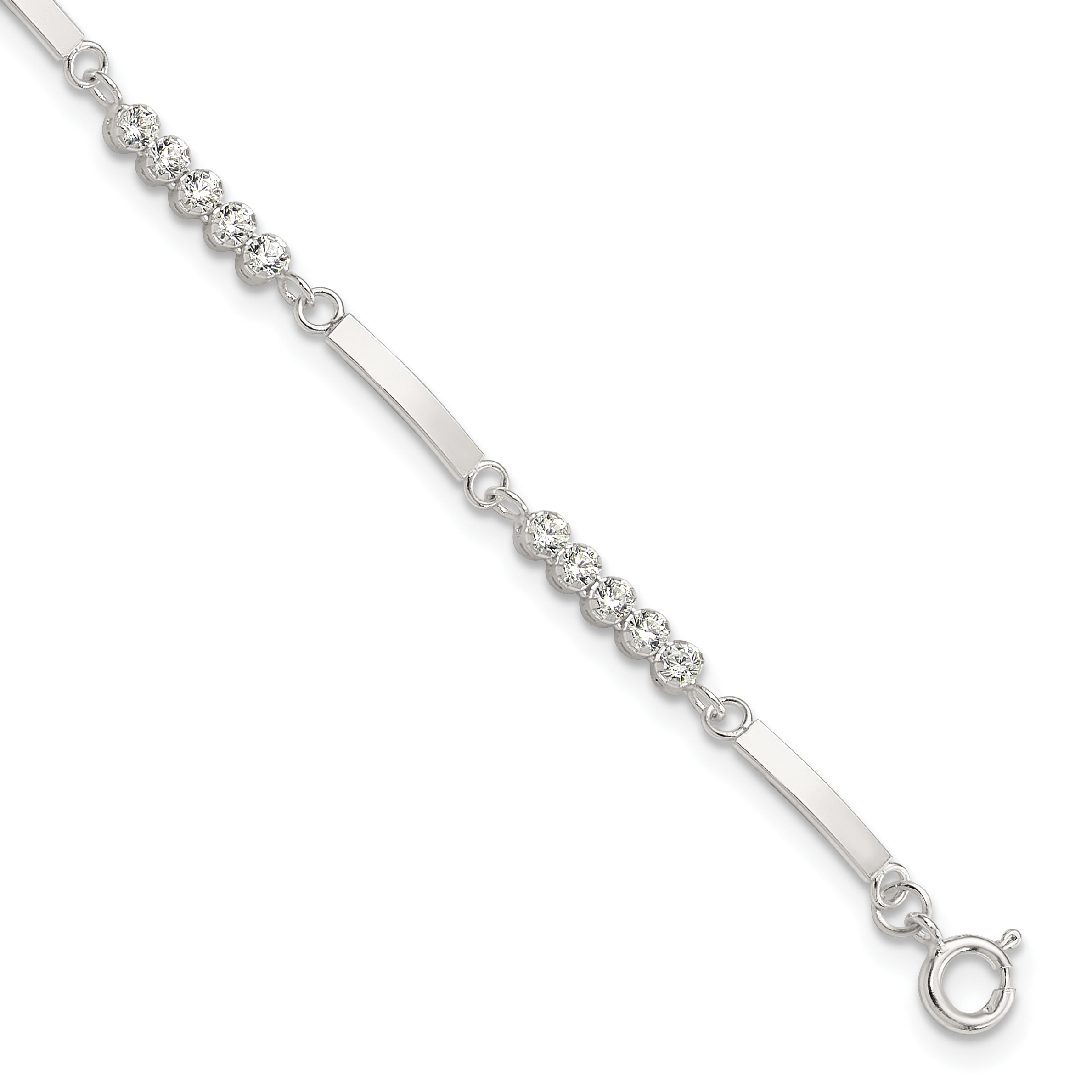 Sterling Silver Rhodium-plated CZ 7.25in w/1in ext. Bracelet (QG6434-7.25)