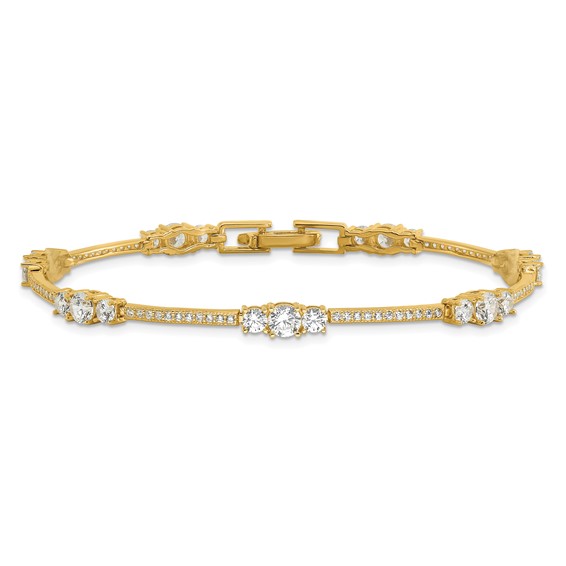Sterling Silver Gold-tone CZ 7in Bracelet