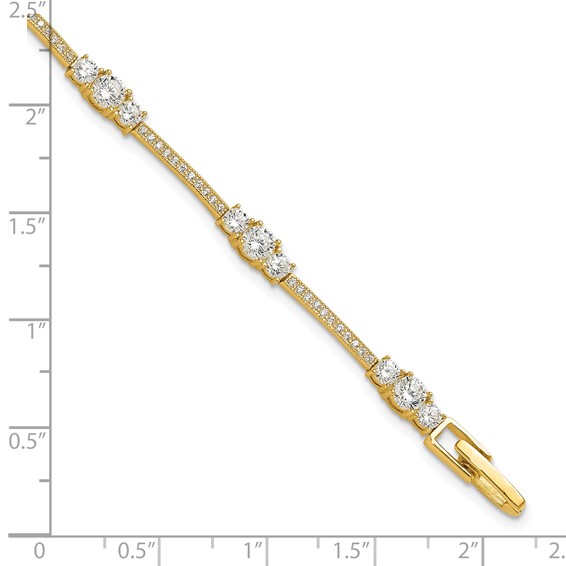 Sterling Silver Gold-tone CZ 7in Bracelet