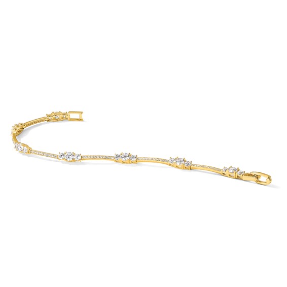 Sterling Silver Gold-tone CZ 7in Bracelet