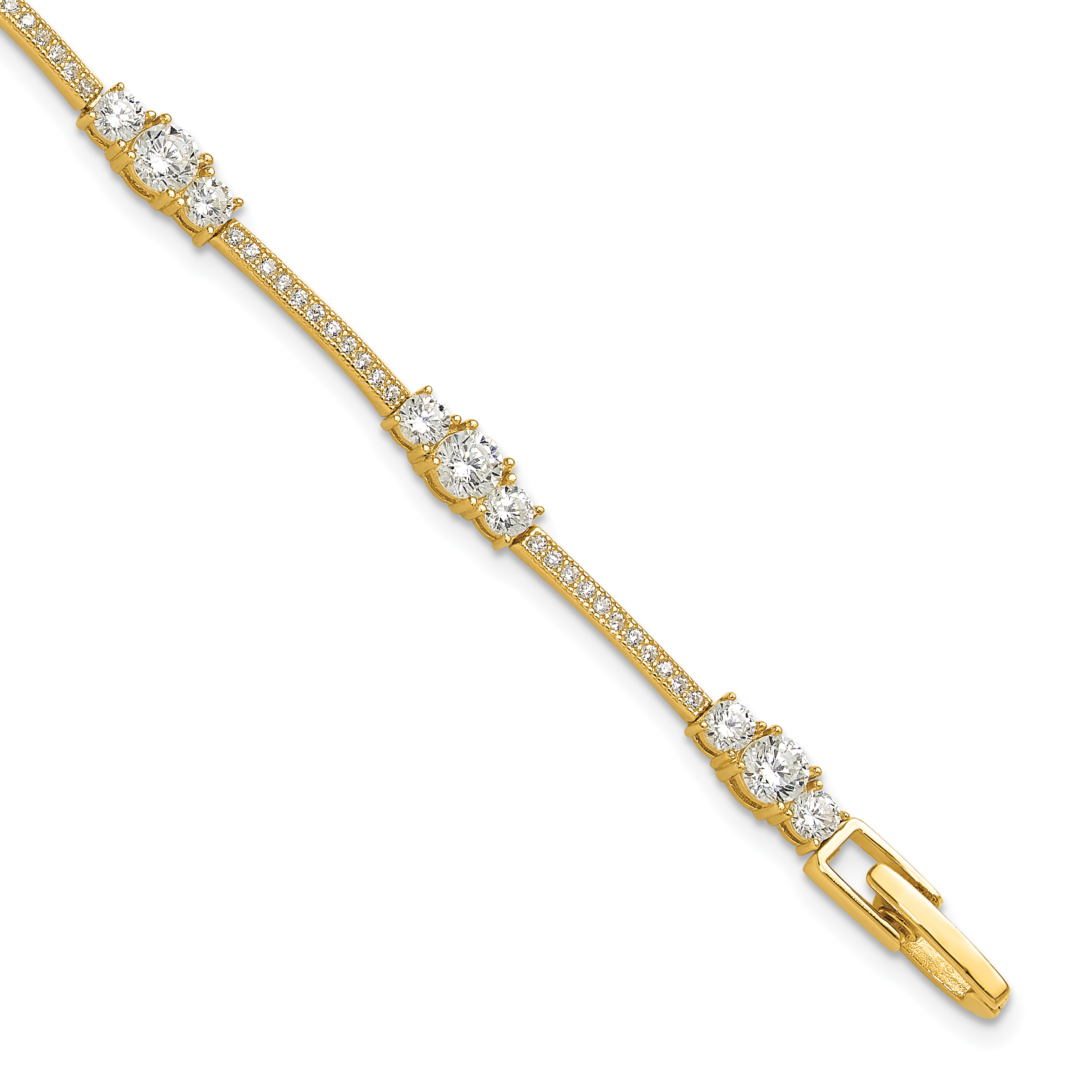 Sterling Silver Gold-tone CZ 7in Bracelet (QG6435GP-7)