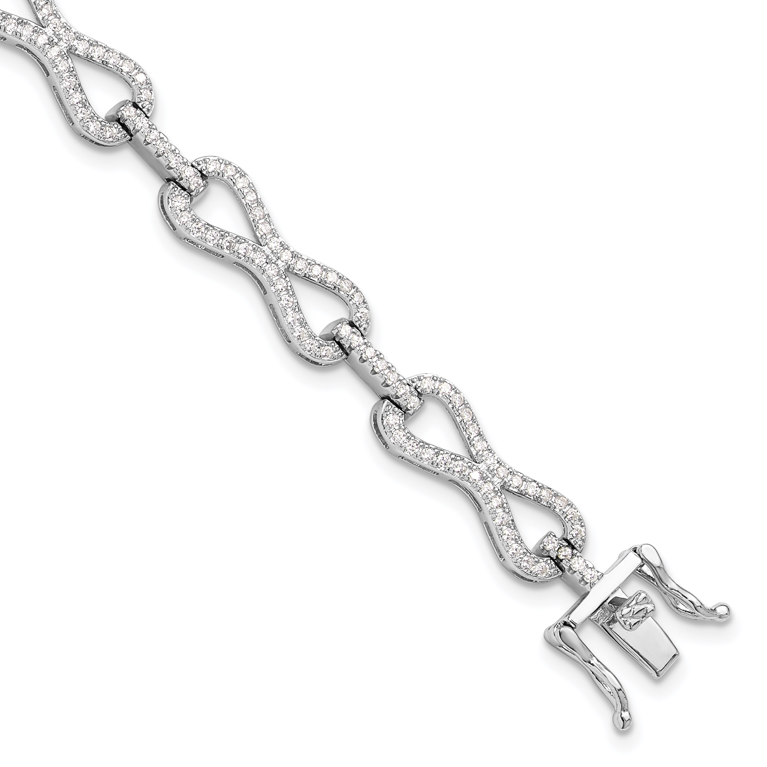 Sterling Silver Rhodium-plated CZ Infinity Link Bracelet (QG6438-7)