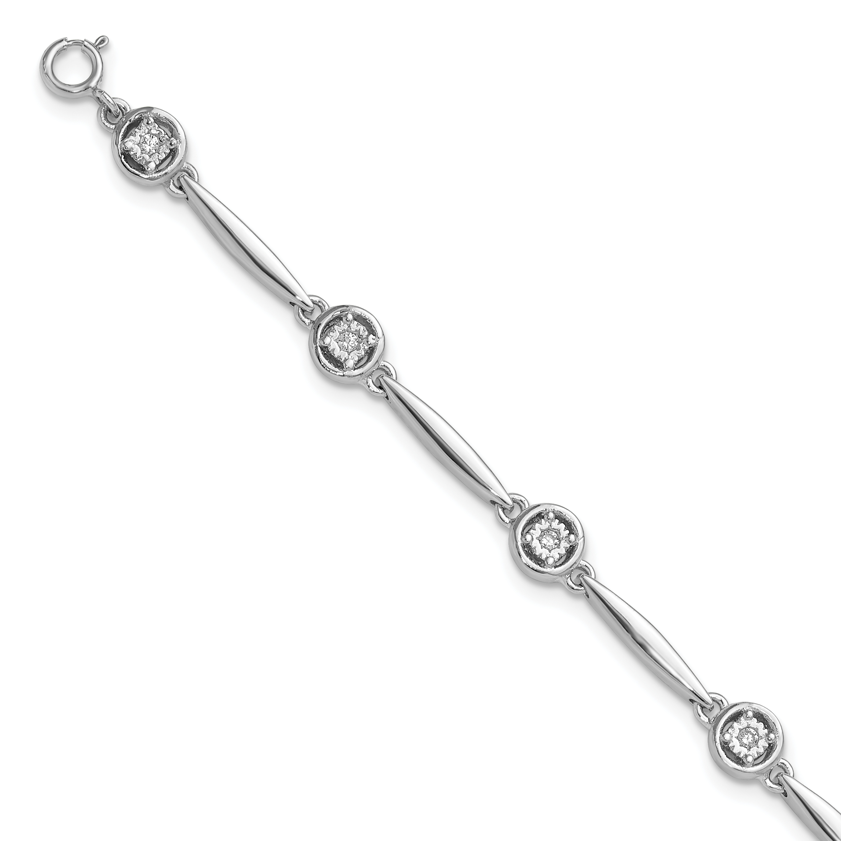 Sterling Silver Rhodium-plated Polished CZ w/ 2.25in ext. Bracelet (QG6443-6.75)