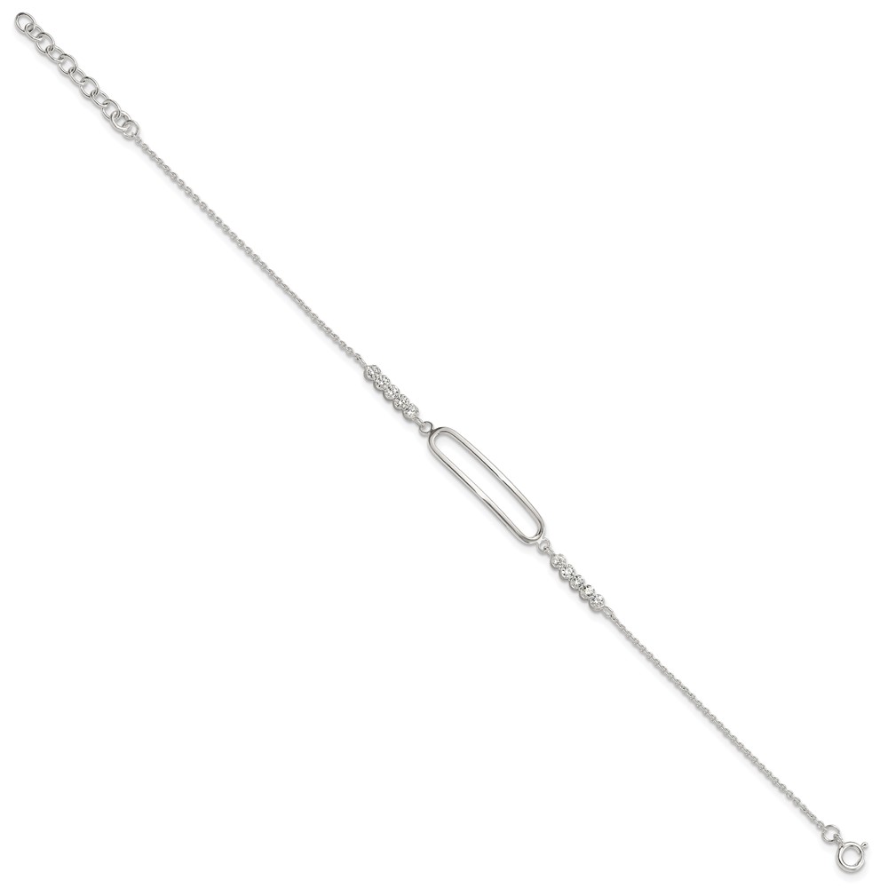 Sterling Silver Rhodium-plated CZ 7in with .75in ext. Bracelet (QG6445-7)