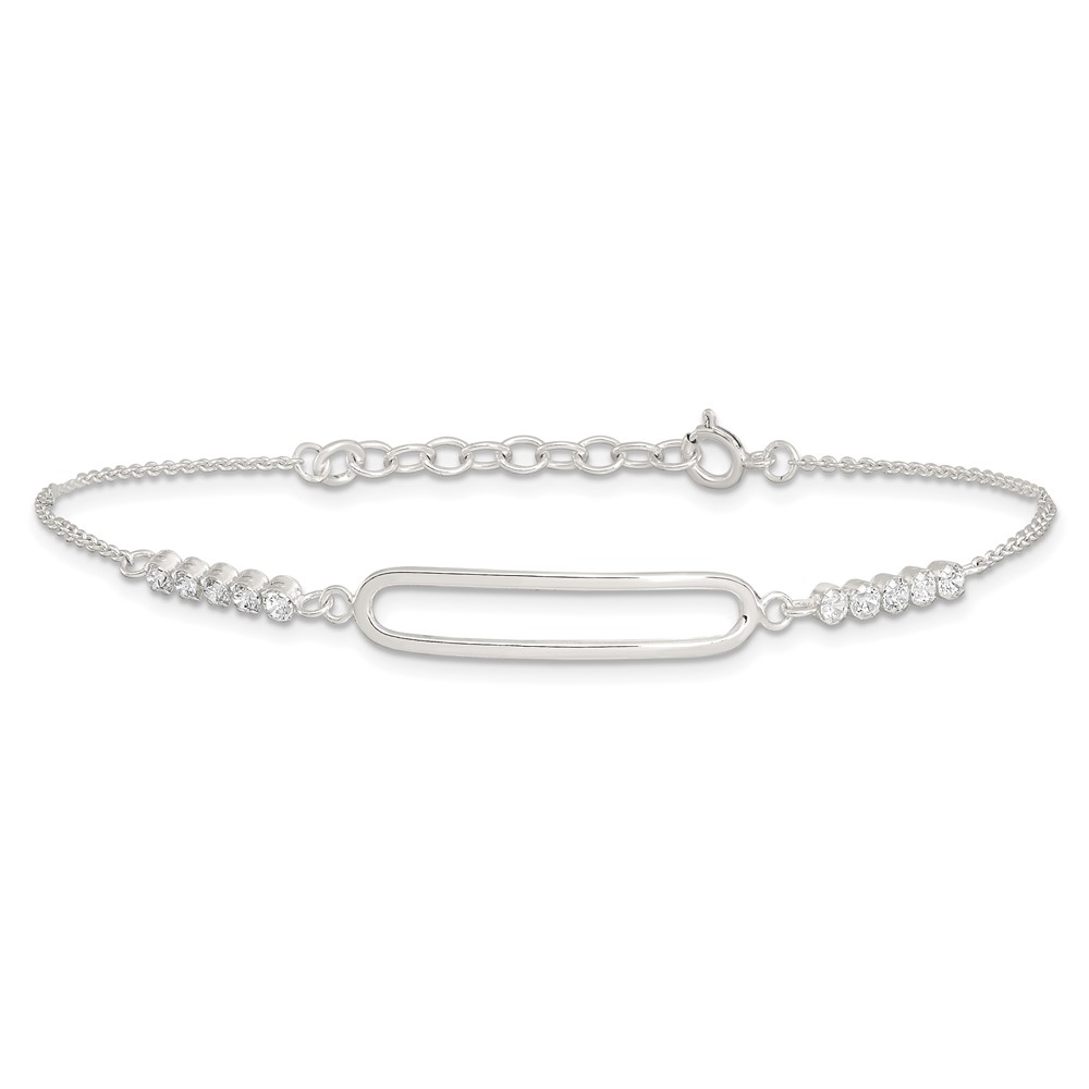 Sterling Silver Rhodium-plated CZ 7in with .75in ext. Bracelet (QG6445-7)