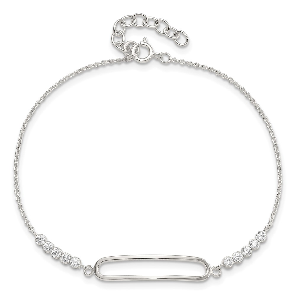 Sterling Silver Rhodium-plated CZ 7in with .75in ext. Bracelet (QG6445-7)