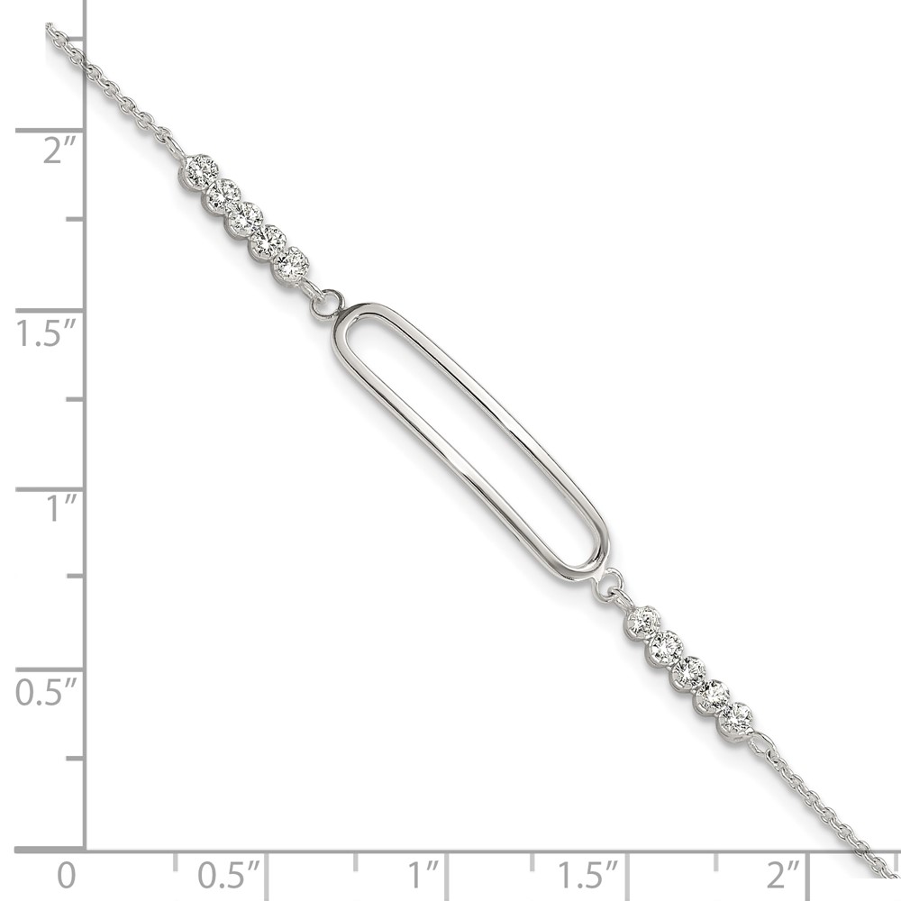 Sterling Silver Rhodium-plated CZ 7in with .75in ext. Bracelet (QG6445-7)