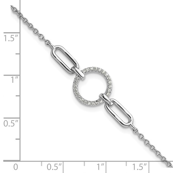 Sterling Silver Rhodium-plated Fancy CZ Circle 7in w/1in ext Bracelet