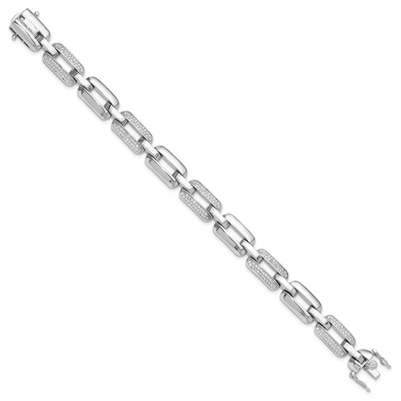 Sterling Silver Rhodium-plated with CZ Open Link 7.25in Bracelet