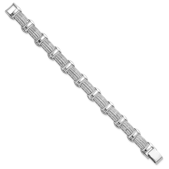 Sterling Silver Rhodium-plated Polished CZ 7.5in Link Bracelet