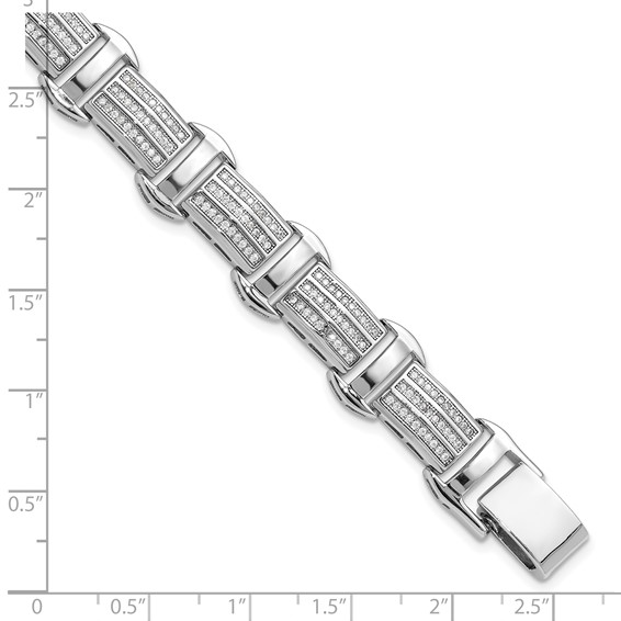 Sterling Silver Rhodium-plated Polished CZ 7.5in Link Bracelet