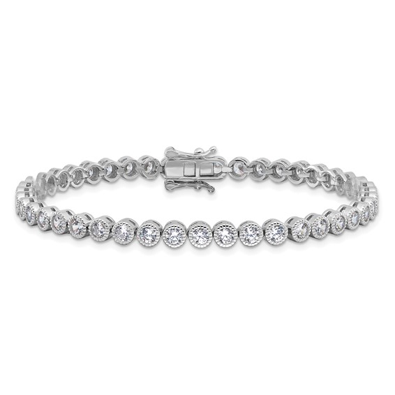 Sterling Silver Rhodium-plated 3.5 mm Round CZ 7.5in Tennis Bracelet