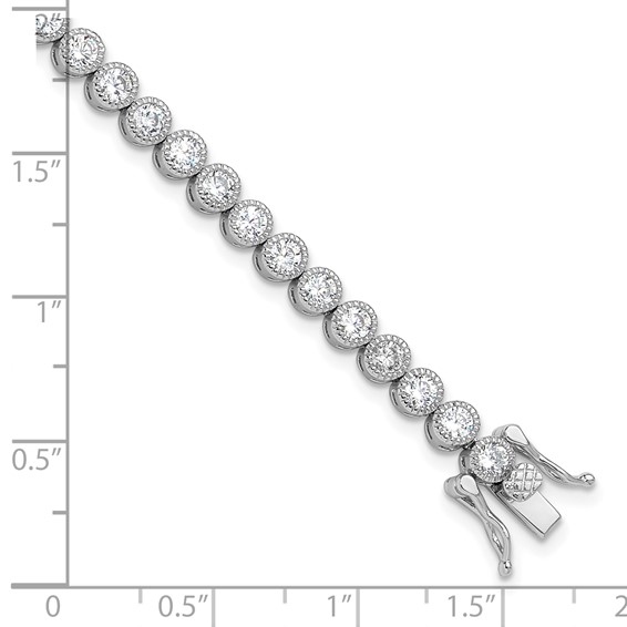 Sterling Silver Rhodium-plated 3.5 mm Round CZ 7.5in Tennis Bracelet