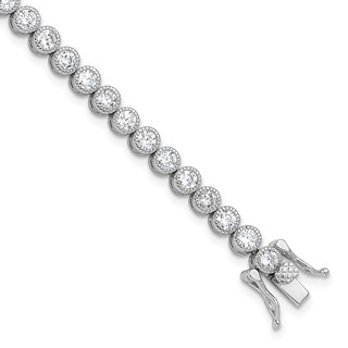 Sterling Silver Rhodium-plated 3.5 mm Round CZ 7.5in Tennis Bracelet