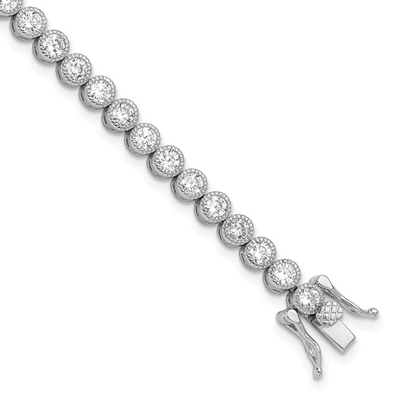 Sterling Silver Rhodium-plated 3.5 mm Round CZ 7.5in Tennis Bracelet