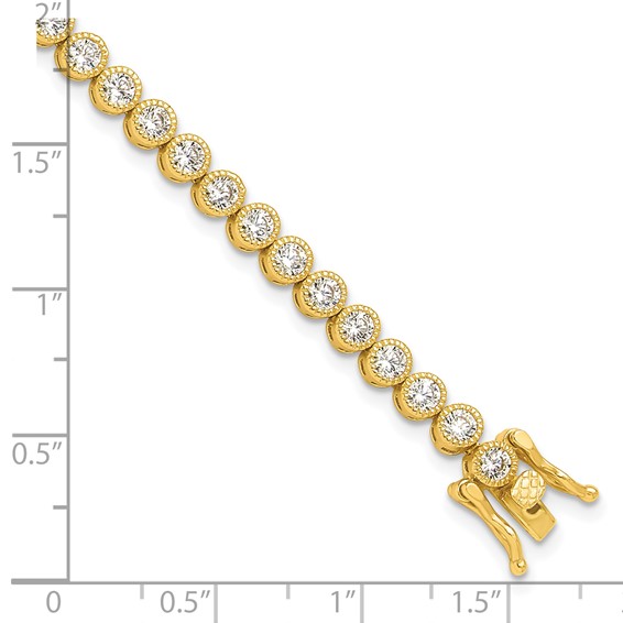 Sterling Silver Gold-tone 4mm Round CZ 7.5in Tennis Bracelet