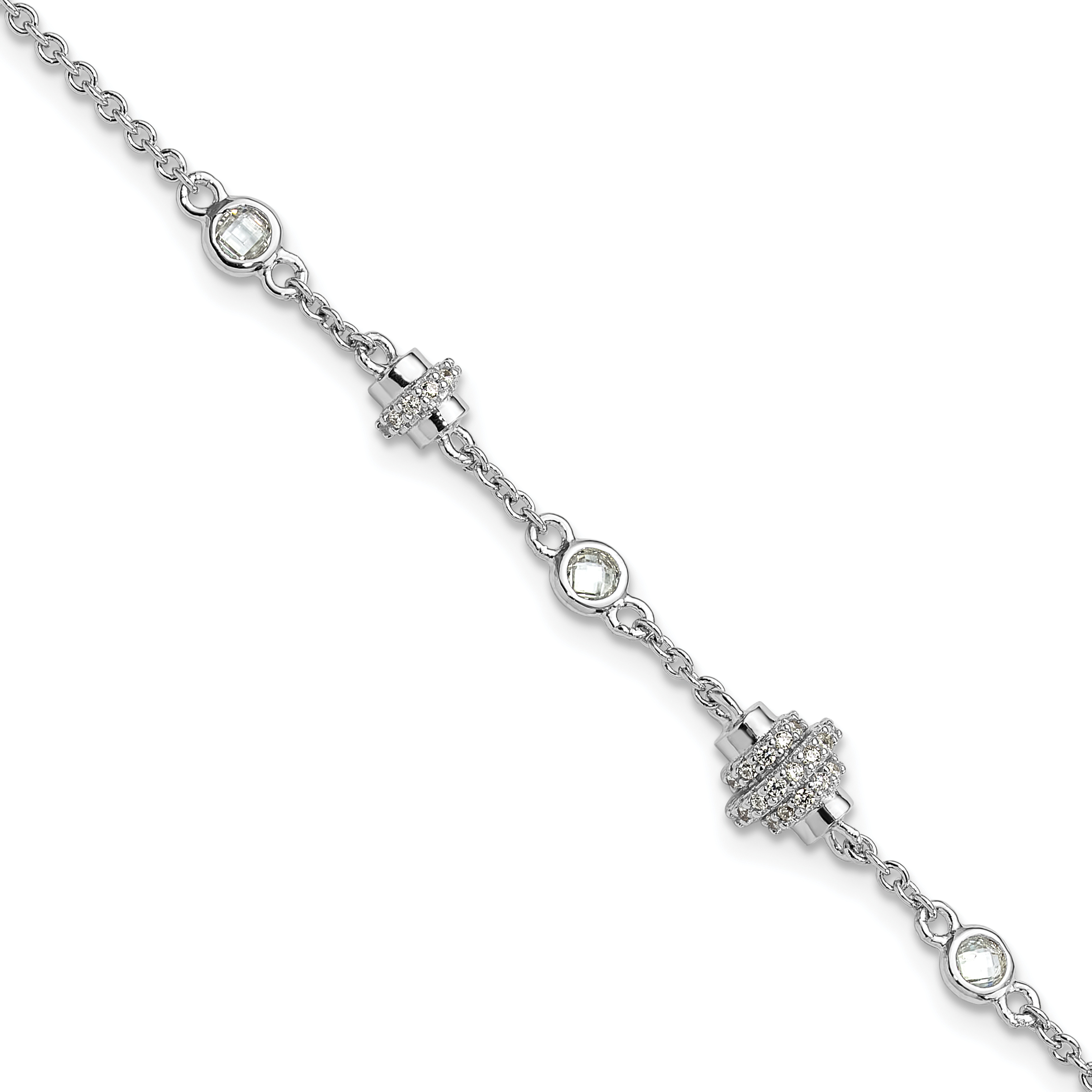 Pure Fire Sterling Silver Rhodium-plated Fancy CZ 7in w/1in ext Bracelet (QG6487-7)