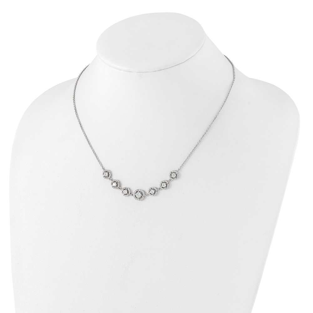 Pure Fire Sterling Silver Rhod-plated Fancy CZ 17.75in w/2in ext Necklace (QG6488-17)