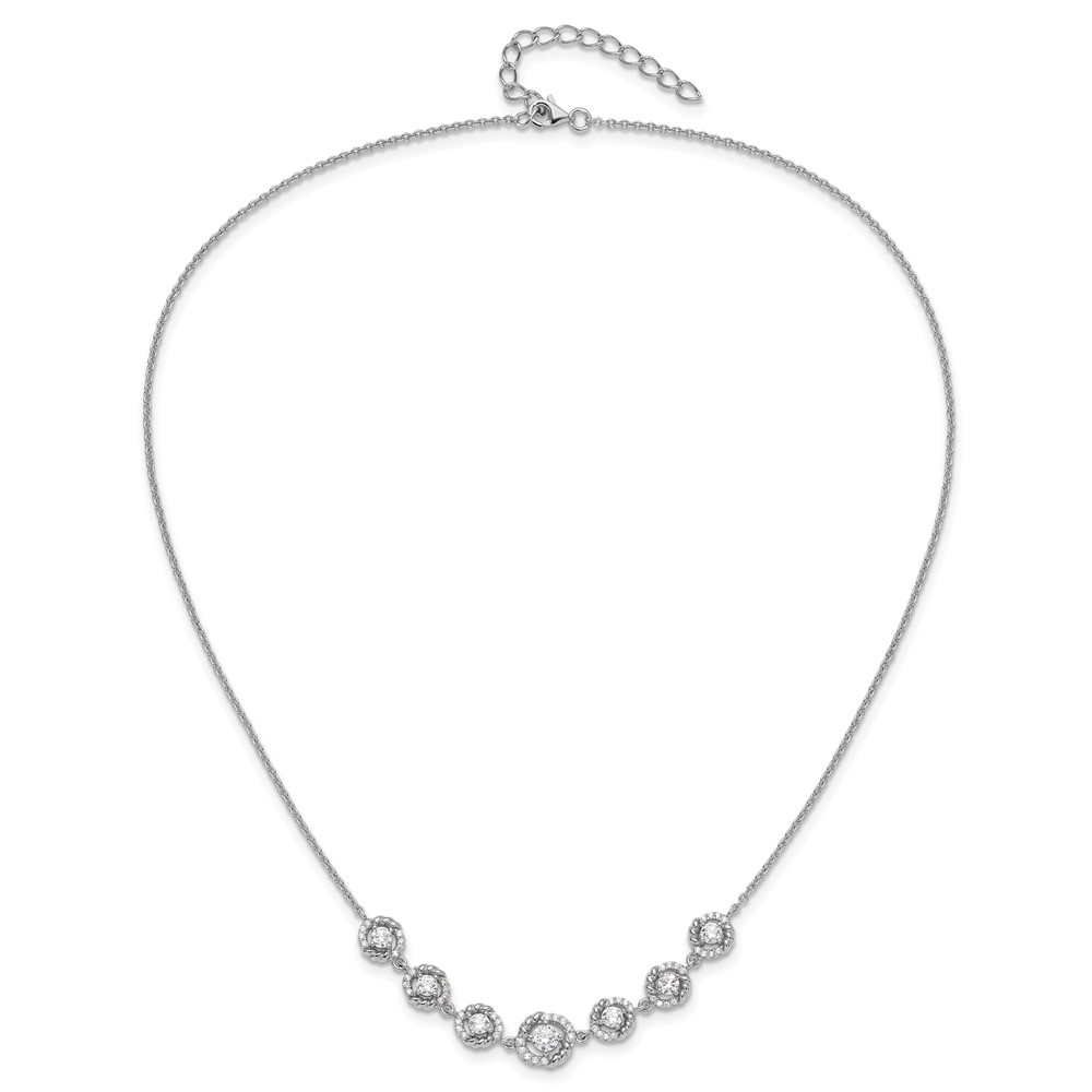 Pure Fire Sterling Silver Rhod-plated Fancy CZ 17.75in w/2in ext Necklace (QG6488-17)