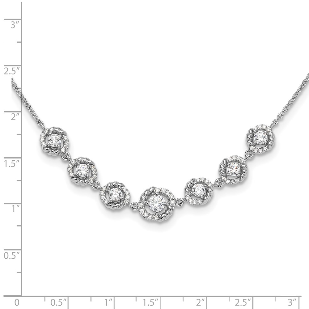 Pure Fire Sterling Silver Rhod-plated Fancy CZ 17.75in w/2in ext Necklace (QG6488-17)