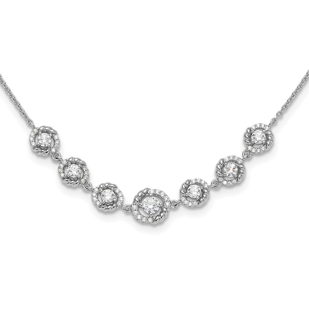 Pure Fire Sterling Silver Rhod-plated Fancy CZ 17.75in w/2in ext Necklace (QG6488-17)
