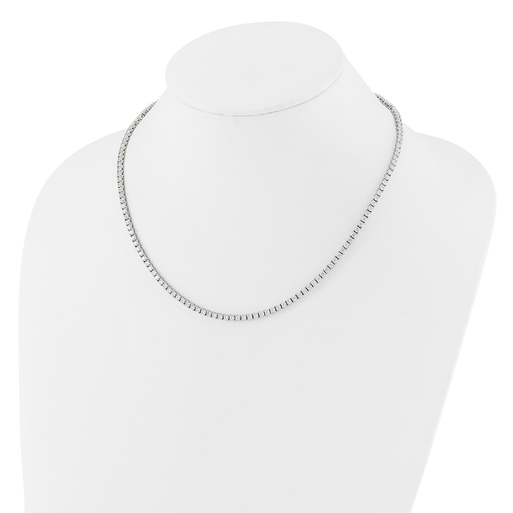 Sterling Silver Rhodium-plated Polished CZ Tennis Necklace (QG6490-18.25)