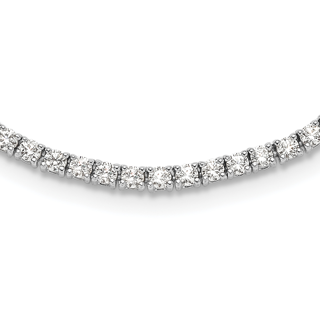 Sterling Silver Rhodium-plated Polished CZ Tennis Necklace (QG6490-18.25)