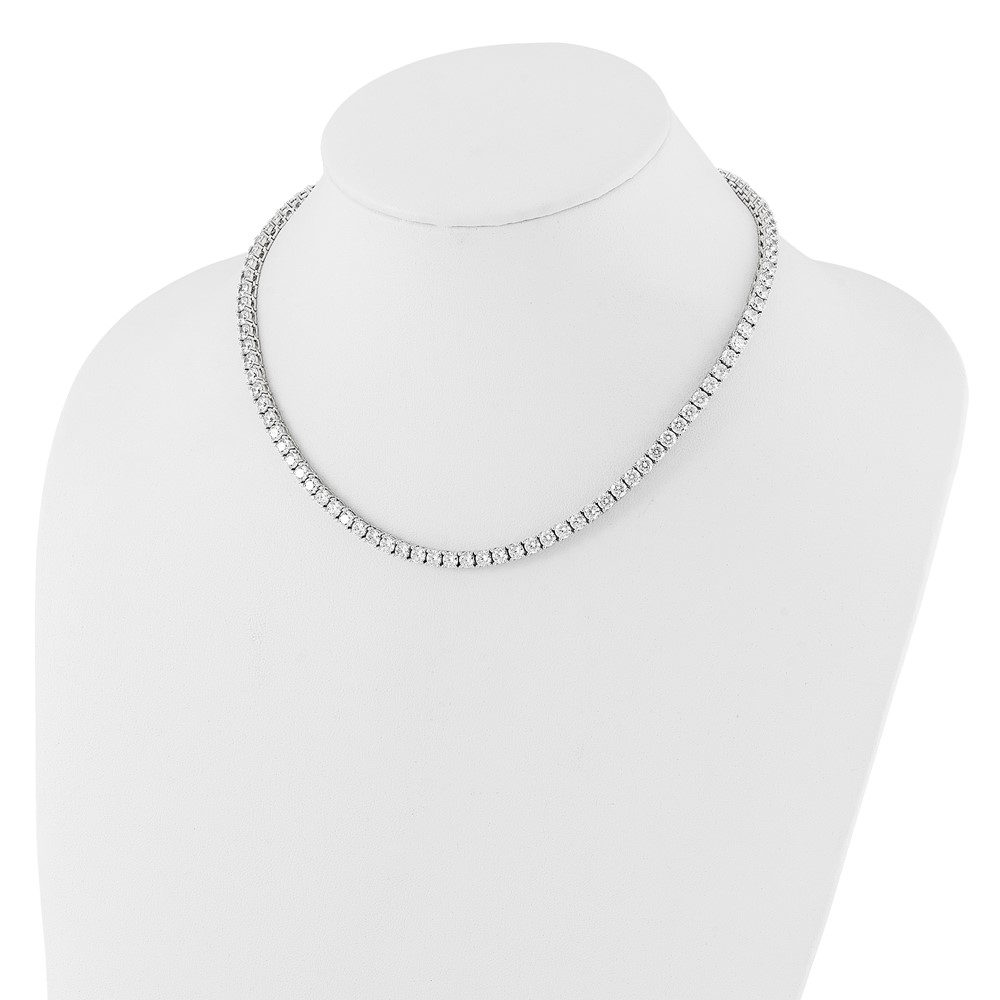 Sterling Silver Rhodium-plated 4mm CZ 17in Tennis Necklace (QG6492-17)
