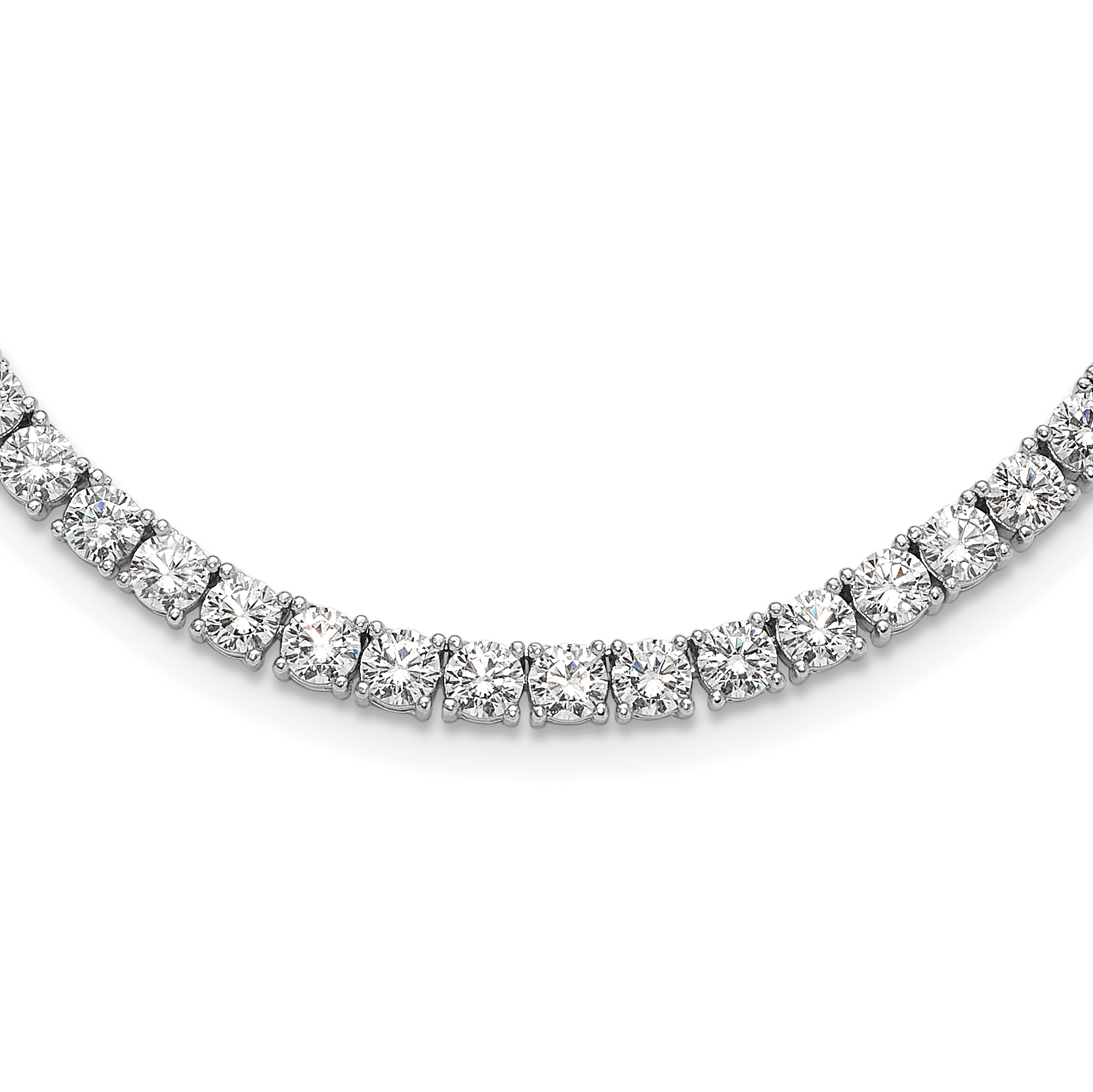 Sterling Silver Rhodium-plated 4mm CZ 17in Tennis Necklace (QG6492-17)
