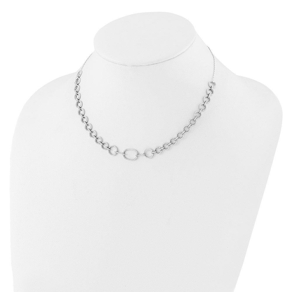 Sterling Silver Rhodium-plated CZ Circle Open Link 16in w/2in ext Necklace (QG6493-16)