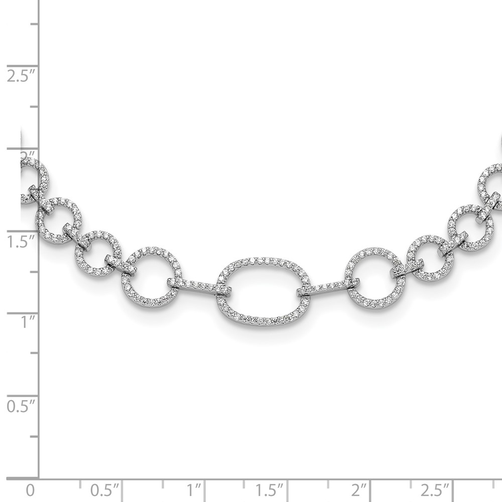 Sterling Silver Rhodium-plated CZ Circle Open Link 16in w/2in ext Necklace (QG6493-16)