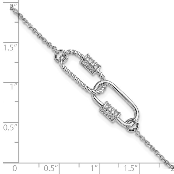 Pure Fire Sterling Silver Rhodium-plated 7.5in w/1in ext CZ Bracelet