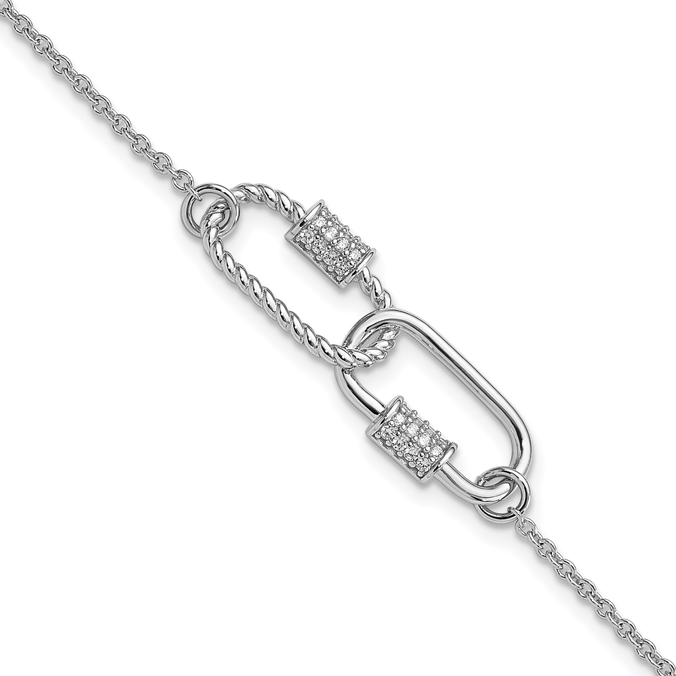 Pure Fire Sterling Silver Rhodium-plated 7.5in w/1in ext CZ Bracelet (QG6496-7.5)