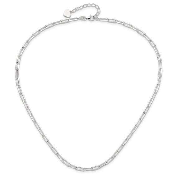 Sterling Silver 4.2mm Paperclip Link w/ 2in ext Necklace