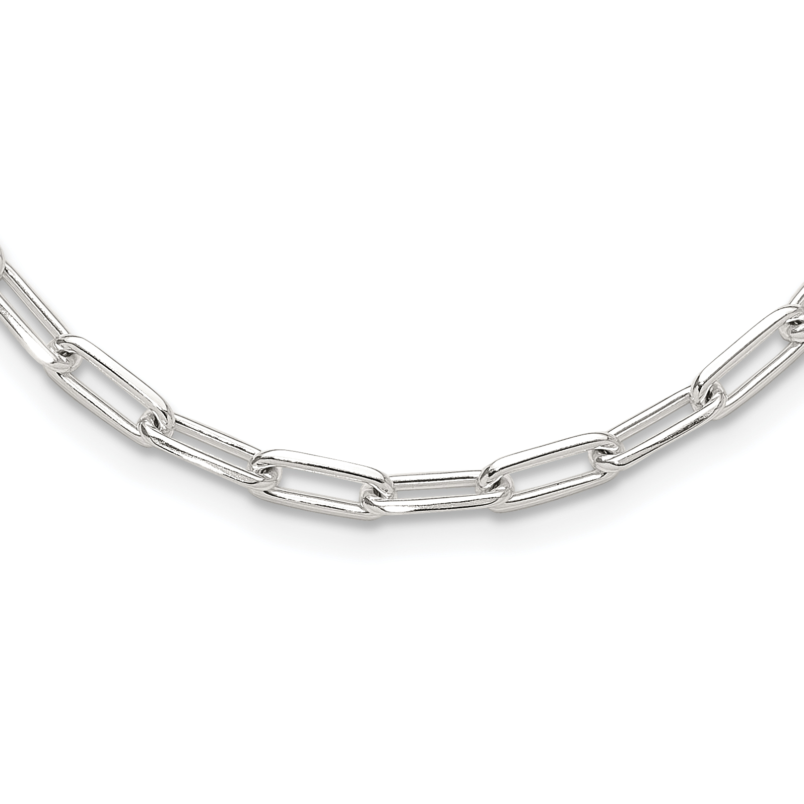 Sterling Silver 4.2mm Paperclip Link w/ 2in ext Necklace (QG6497-18)