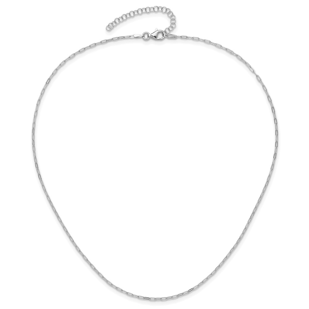 Sterling Silver Rhodium-plated 1.65mm Paperclip Link 16in w/2in ext Necklac (QG6498-16)