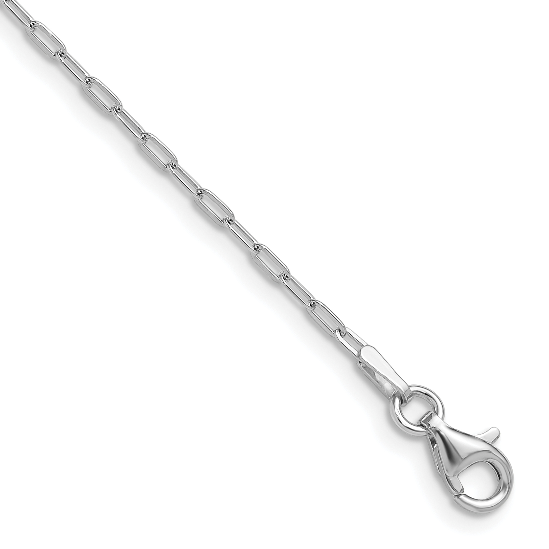 Sterling Silver Rhodium-plated 1.65mm Paperclip Link 16in w/2in ext Necklac (QG6498-16)