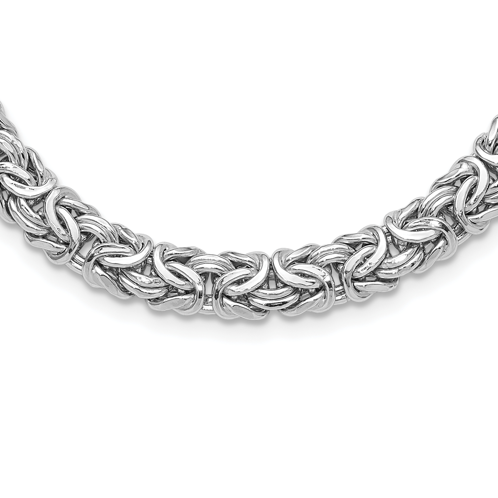 Sterling Silver Rhodium-plated 8.25mm Byzantine Link 17in Necklace (QG6499-17)