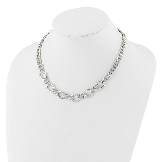 Sterling Silver Polished Fancy Link Necklace