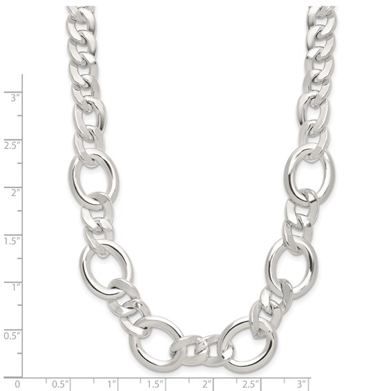 Sterling Silver Polished Fancy Link Necklace