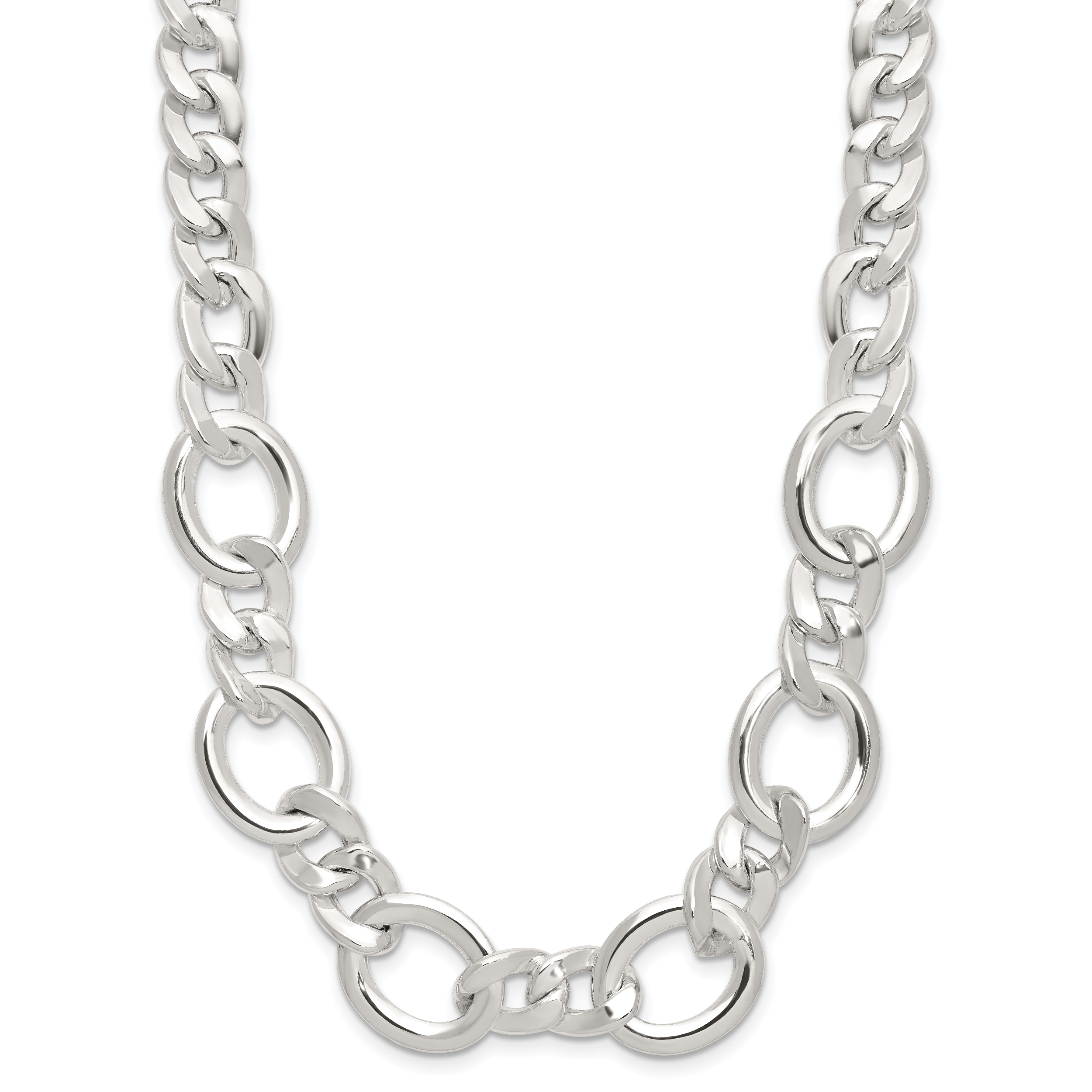 Sterling Silver Polished Fancy Link Necklace (QG6500-18)
