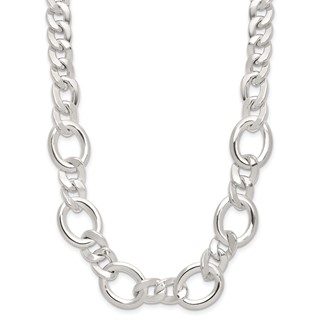 Sterling Silver Polished Fancy Link Necklace